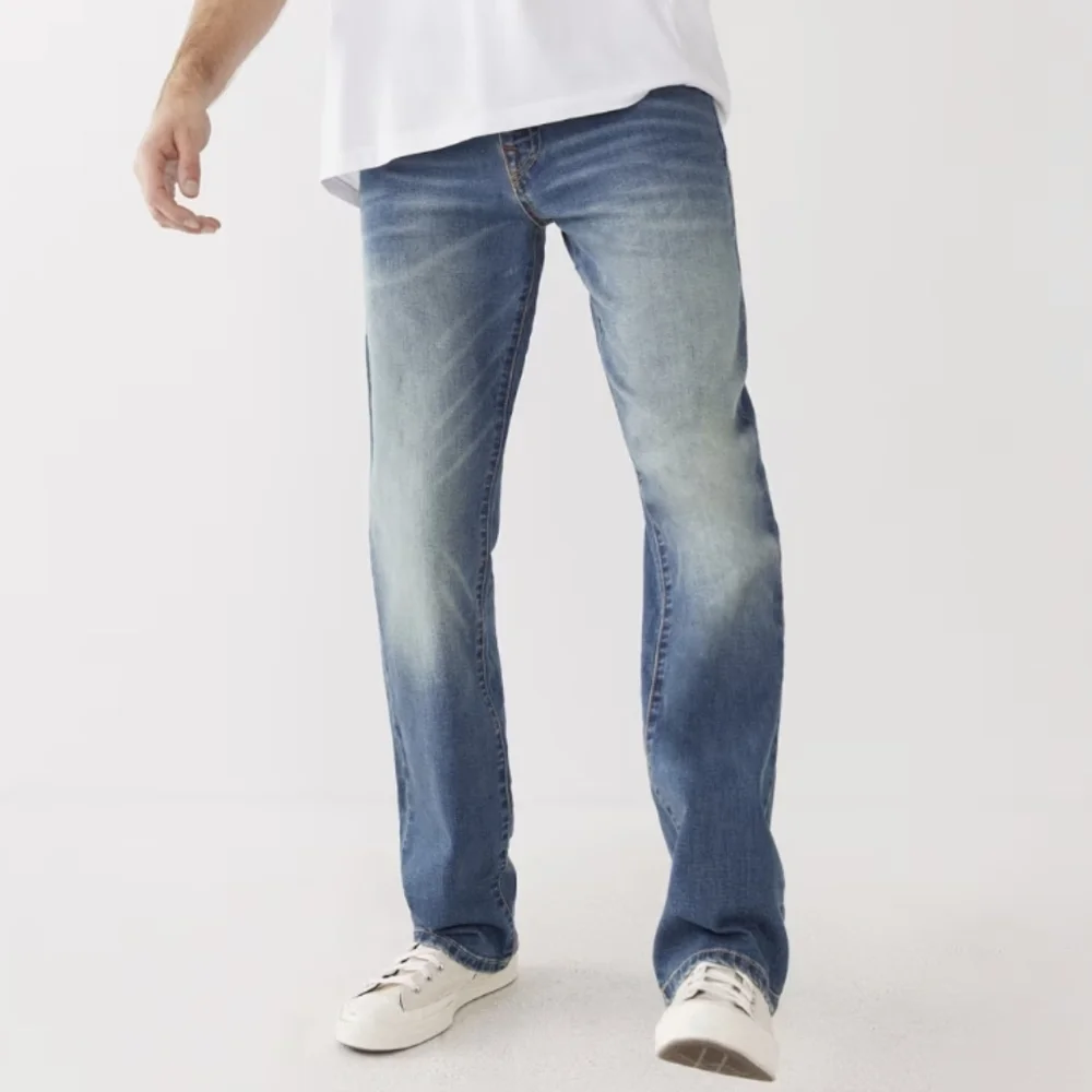 True Religion Ricky Straight Leg Jean Flap Pockets Baseline Blue 34x34
